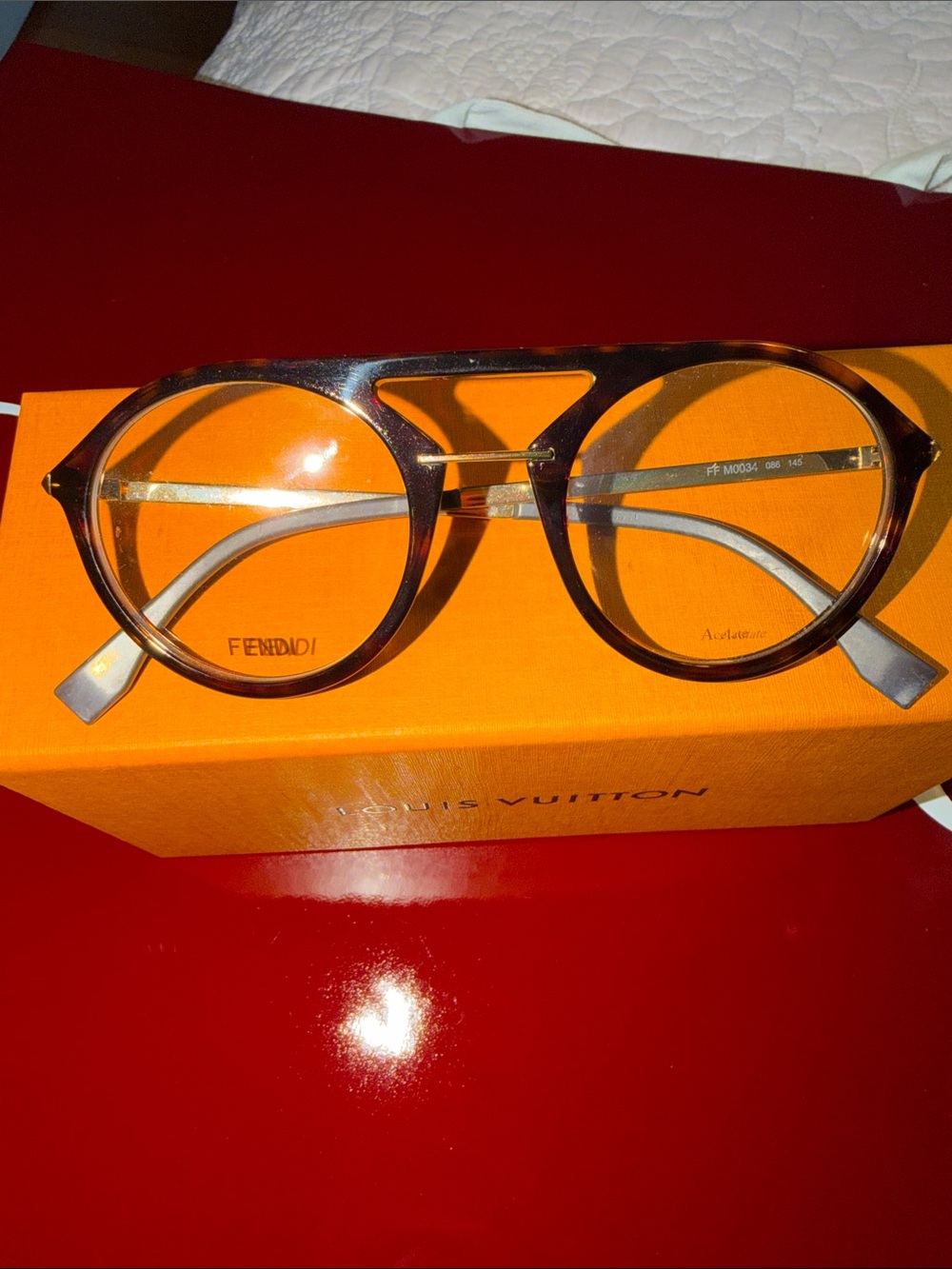 Fendi Tortoiseshell Brown and Gold Round Optical Glasses